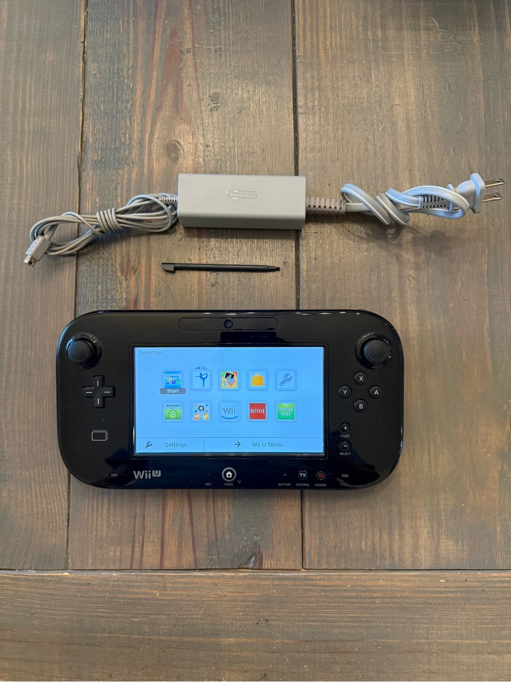 Nintendo Wii U Game Pad Controller WUP-010 Black w/ Charger & Stylus - Tested